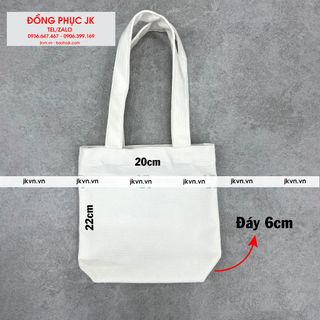 Túi vải bố, Túi vải Canvas trơn màu Trắng có đáy - không khóa kéo [Nhận In Theo Yêu Cầu]