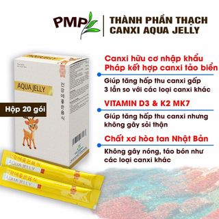 (SALE date 11/2024) Thạch Canxi hữu cơ Aqua Jelly, bổ sung canxi cho bé và mẹ bầu (Hộp 20 gói)