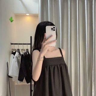 SET ĐỒ NỮ ÁO 2 DÂY PHỐI QUẦN SHORT MÀU ĐEN - AUSA HOUSE