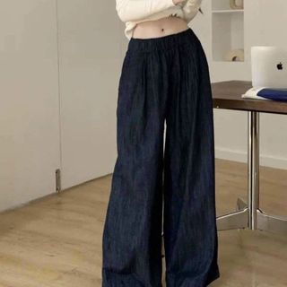 QUẦN BAGGY NAM NỮ UNISEX ỐNG RỘNG JEAN LỤA CAO CẤP CẠP CAO LƯNG CHUN - AUSA HOUSE