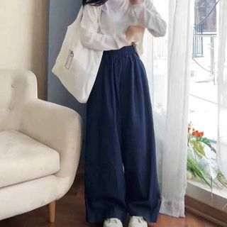 QUẦN BAGGY NAM NỮ UNISEX ỐNG RỘNG JEAN LỤA CAO CẤP CẠP CAO LƯNG CHUN - AUSA HOUSE