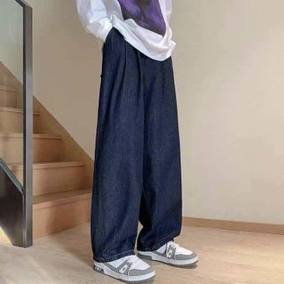 QUẦN BAGGY NAM NỮ UNISEX ỐNG RỘNG JEAN LỤA CAO CẤP CẠP CAO LƯNG CHUN - AUSA HOUSE