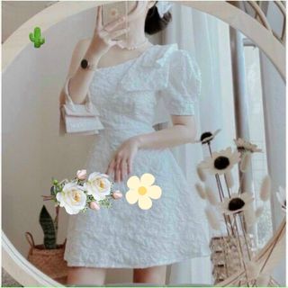 ĐẦM NỮ NƠ HỞ VAI MỘT BÊN VẢI XỐP - AUSA HOUSE