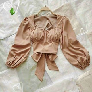 ÁO NỮ TIỂU THƯ NƠ SAU TAY PHỒNG CÓ MÚT - AUSA HOUSE