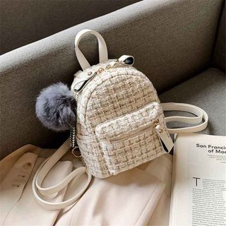BALO NỮ MINI VẢI DẠ KIM TUYẾN KÈM CỤC BÔNG - AUSA HOUSE