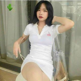 ĐẦM NỮ BODY CỔ TRỤ THÊU CHERRY - AUSA HOUSE