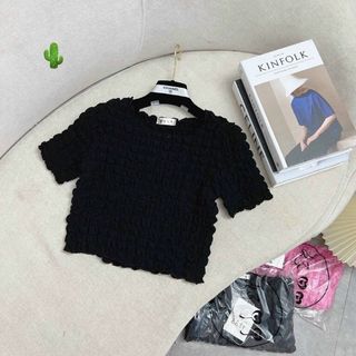 ÁO NỮ CROPTOP CỔ TRÒN TAY NGẮN VẢI XỐP - AUSA HOUSE