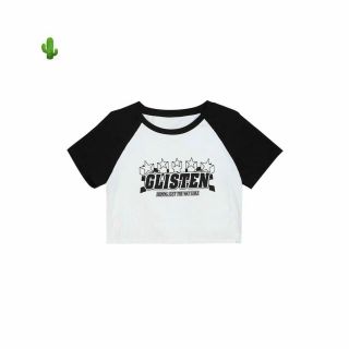 ÁO THUN NỮ CROPTOP CỔ TRÒN TAY NGẮN GLISTEN 5 SAO - AUSA HOUSE