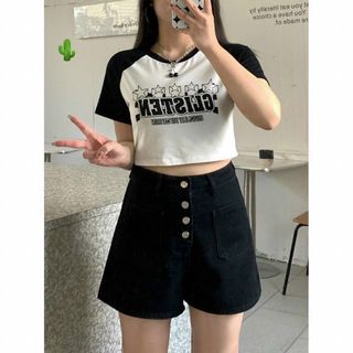 ÁO THUN NỮ CROPTOP CỔ TRÒN TAY NGẮN GLISTEN 5 SAO - AUSA HOUSE