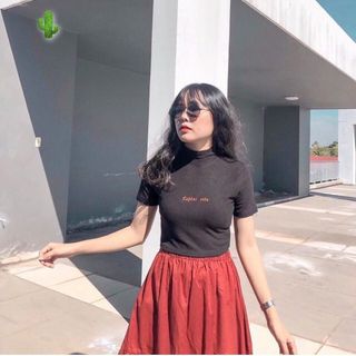 ÁO THUN NỮ CROPTOP CỔ TRÒN TAY NGẮN CỔ TRỤ REPLEI 1986 - AUSA HOUSE