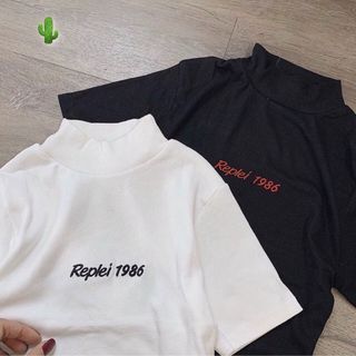 ÁO THUN NỮ CROPTOP CỔ TRÒN TAY NGẮN CỔ TRỤ REPLEI 1986 - AUSA HOUSE