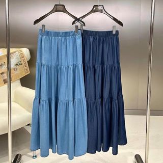 CHÂN VÁY DÀI JEAN DENIM TẦNG - AUSA HOUSE