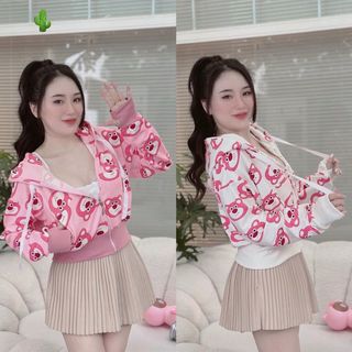 ÁO KHOÁC NỮ THUN GÂN GẤU HỒNG - AUSA HOUSE