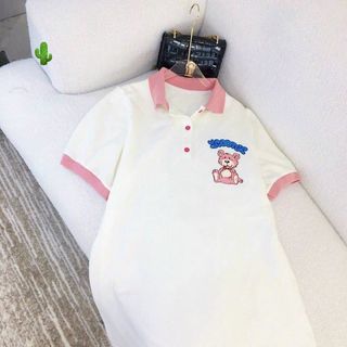 ĐẦM NỮ SUÔNG POLO GẤU PHỐI CỔ HỒNG - AUSA HOUSE