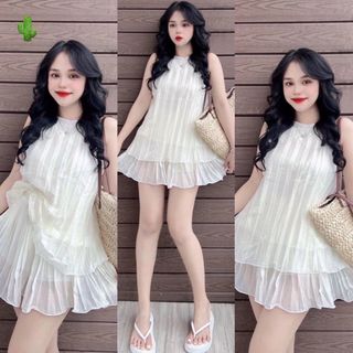 SET ĐỒ NỮ XẾP LY ÁO CỔ YẾM PHỐI CHÂN VÁY XÒE - AUSA HOUSE