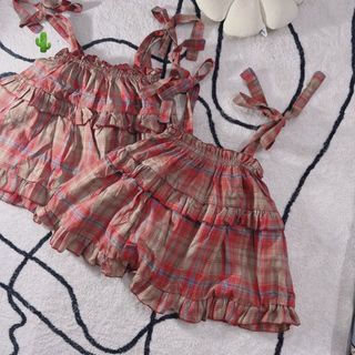 ÁO NỮ BABY DOLL KẺ CARO THẮT NƠ CỘT VAI - AUSA HOUSE