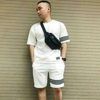 ĐỒ BỘ THỂ THAO NAM NỮ UNISEX PHỐI VIỀN NGANG QUẦN LỬNG TRƠN - AUSA HOUSE