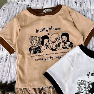 ÁO THUN NỮ CROPTOP CỔ TRÒN TAY NGẮN HINING PLANER - AUSA HOUSE