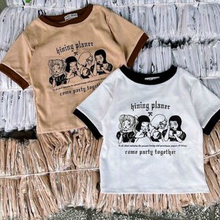 ÁO THUN NỮ CROPTOP CỔ TRÒN TAY NGẮN HINING PLANER - AUSA HOUSE