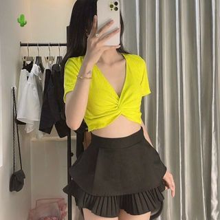 ÁO NỮ THUN GÂN KIỂU XOẮN EO - AUSA HOUSE