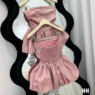 ÁO NỮ ỐNG BÍ XÈO CARO HỒNG - AUSA HOUSE