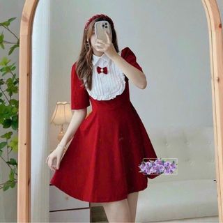 ĐẦM NỮ TIỂU THƯ PHỐI CỔ VIỀN BÈO ĐÍNH NƠ - AUSA HOUSE