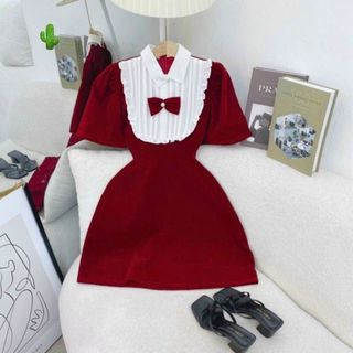 ĐẦM NỮ TIỂU THƯ PHỐI CỔ VIỀN BÈO ĐÍNH NƠ - AUSA HOUSE