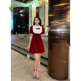 ĐẦM NỮ TIỂU THƯ PHỐI CỔ VIỀN BÈO ĐÍNH NƠ - AUSA HOUSE