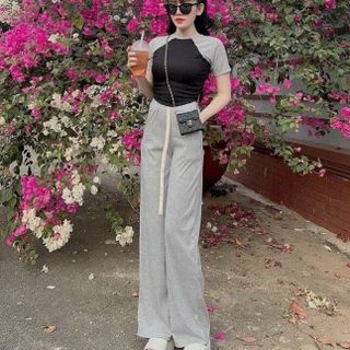 SET ĐỒ NỮ ÁO THUN TAY LỠ PHỐI QUẦN DÀI SUÔNG - AUSA HOUSE