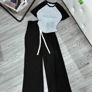 SET ĐỒ NỮ ÁO THUN TAY LỠ PHỐI QUẦN DÀI SUÔNG - AUSA HOUSE