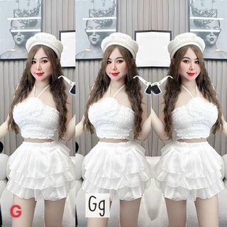 ĐẦM NỮ BÈO NHÚM ĐA TẦNG VOAN CHIFFON ĐÍNH HOA - AUSA HOUSE