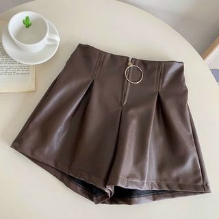 QUẦN SHORT NỮ DA ZIPPER KÉO KHÓA TRÒN - AUSA HOUSE
