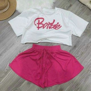 SET ĐỒ NỮ ÁO CROPTOP PHỐI QUẦN ĐÙI RÚT DÂY BARBIE- AUSA HOUSE