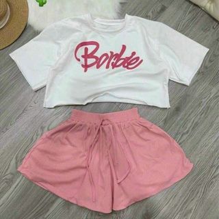 SET ĐỒ NỮ ÁO CROPTOP PHỐI QUẦN ĐÙI RÚT DÂY BARBIE- AUSA HOUSE