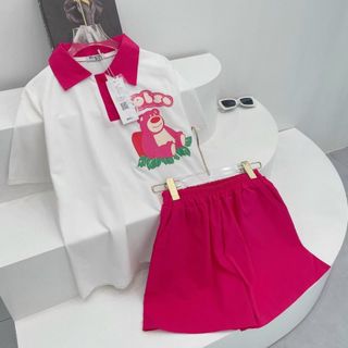 ĐỒ BỘ NỮ ÁO TAY LỠ QUẦN SHORT THUN GẤU HỒNG IN - AUSA HOUSE