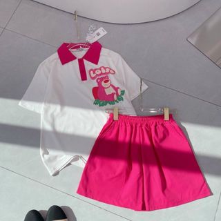 ĐỒ BỘ NỮ ÁO TAY LỠ QUẦN SHORT THUN GẤU HỒNG IN - AUSA HOUSE