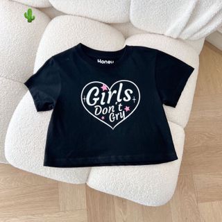 ÁO THUN NỮ CROPTOP CỔ TRÒN TAY NGẮN GIRLS DON'T CRY - AUSA HOUSE