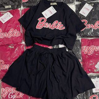 ĐỒ BỘ NỮ ÁO CROPTOP QUẦN ỐNG SHORT FORM RỘNG DÂY RÚT BARBIE - AUSA HOUSE