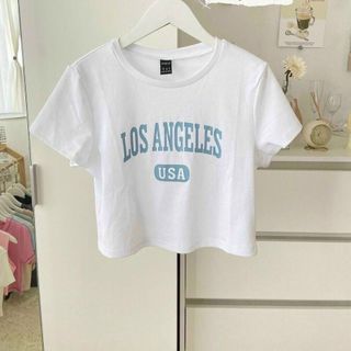 ÁO THUN NỮ CROPTOP CỔ TRÒN TAY NGẮN LOSANGELES USA - AUSA HOUSE