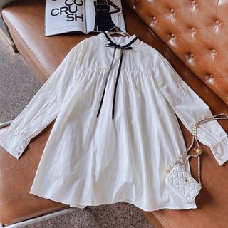 ĐẦM NỮ BABYDOLL NƠ CỔ TAY PHỒNG DÀI - AUSA HOUSE
