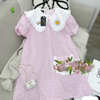 ĐẦM NỮ BABYDOLL KẺ CARO CỔ VIỀN BÈO HOA - AUSA HOUSE