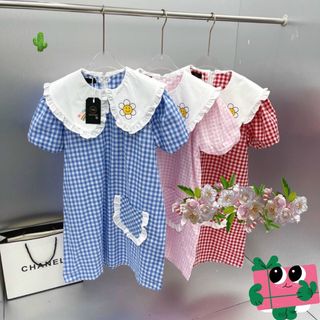 ĐẦM NỮ BABYDOLL KẺ CARO CỔ VIỀN BÈO HOA - AUSA HOUSE