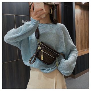 Túi bao tử đeo chéo đeo vai họa tiết MK 2 ngăn