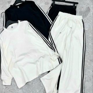 SET ĐỒ NAM NỮ UNISEX 2 MÓN ÁO SWEATER & QUẦN BAGGY 3 SỌC THUN TỔ ONG - AUSA HOUSE