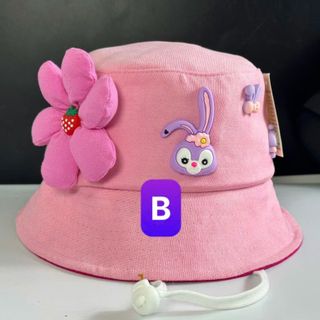 Mũ bucket trẻ em đính bé thỏ màu tím CQ