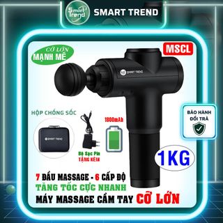 Máy Massage Cầm Tay Rung Mạnh Smart Trend MSCL01 Máy Cở Lớn 1kg, 7 đầu massage, 6 cấp độ mát xa, hộp chống sốc, có adapter sạc pin đi kèm