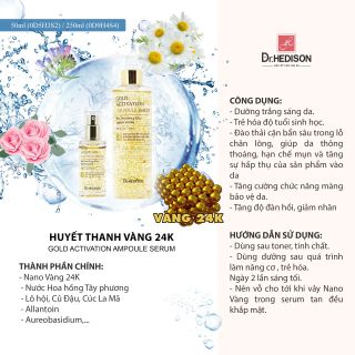 Dr Hedison Gold activation ampoule serum – Huyết thanh tinh chất vàng 24k – 50ml