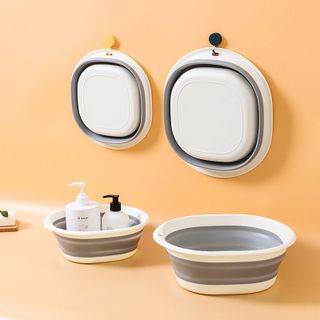 HL085-Chậu gấp gọn Thau xếp gọn Silicon tiết kiệm không gian mag đi du lịch Thau rửa mặt cho sinh viên tiện lợi đa năng