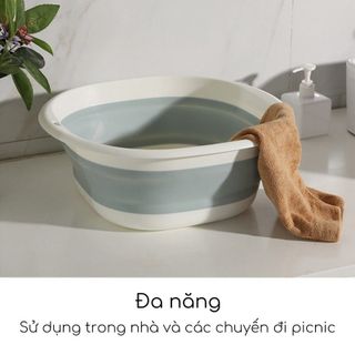 HL085-Chậu gấp gọn Thau xếp gọn Silicon tiết kiệm không gian mag đi du lịch Thau rửa mặt cho sinh viên tiện lợi đa năng