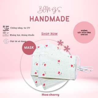 Khẩu trang vải 3D (3 lớp) kháng khuẩn chống bụi -Hoạ Tiết Hoa- [Size L]